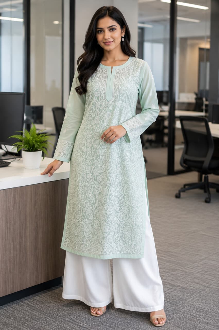 Punarnava Full jaal chikankari kurti