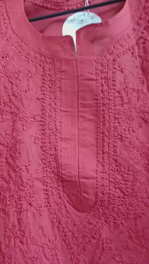 Punarnava deep Red Chikankari kurti